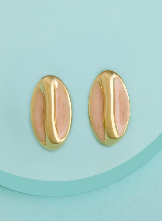 Kushal's Fashion Jewellery Peach Gold Polished Copper Trendy Stud Earrings, Best for Festive & Special Occasions - 455941 - Image 4