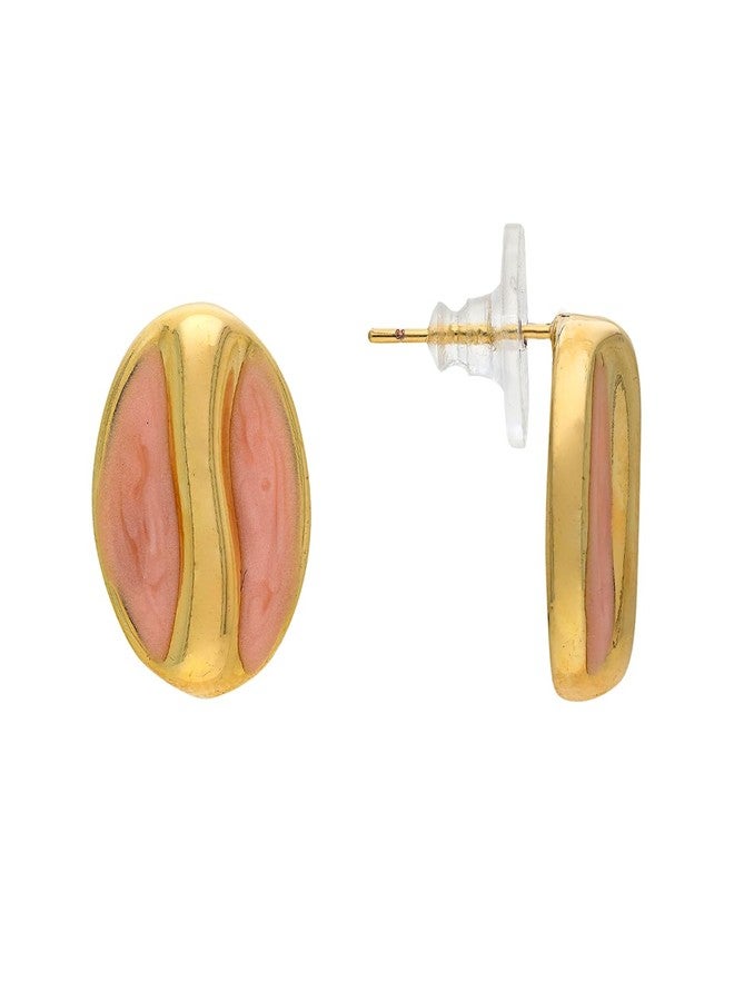 Kushal's Fashion Jewellery Peach Gold Polished Copper Trendy Stud Earrings, Best for Festive & Special Occasions - 455941 - Image 3