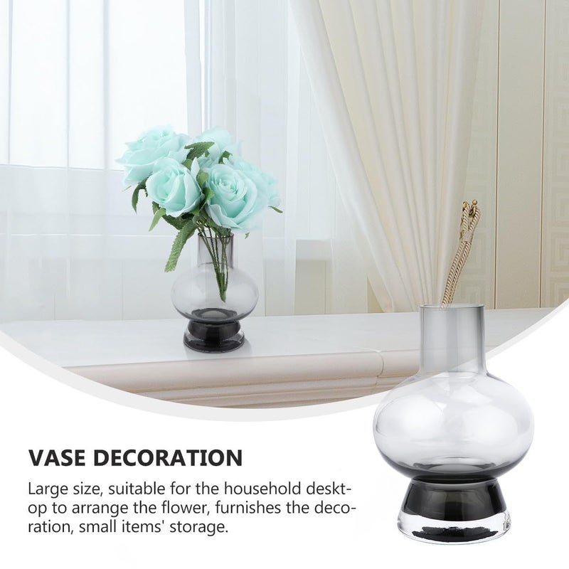 Gold Rim Glass Vase Large Mouth Flower Bottle Nordic Style Home Decor Tabletop Vase - Image 4