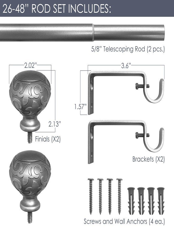 Decopolitan Sorrento 26-48 Inch Adjustable Curtain Rod Set, 5/8 Inch Diameter in Vintage Brass - Image 2