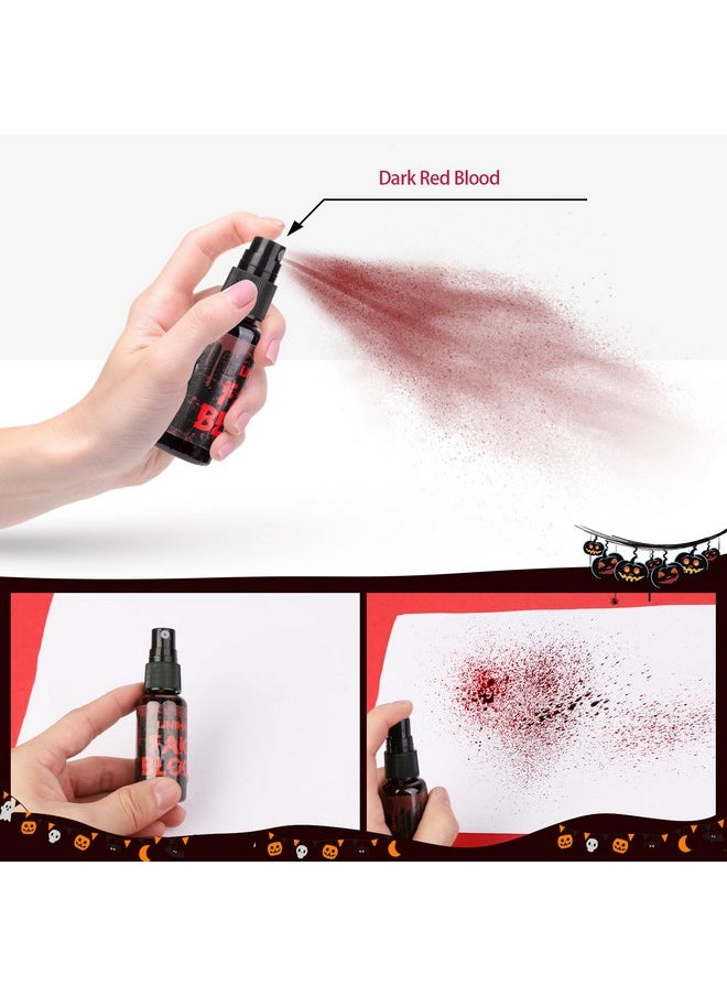 UNIMEIX 1 Oz Fake Blood Spray And 1 Oz Gel Fake Blood Makeup Kit Washable Sfx Makeup For Clothes Mouth Eyes，Stage Blood For Halloween Zombie Vampire Cosplay Party  - Image 2