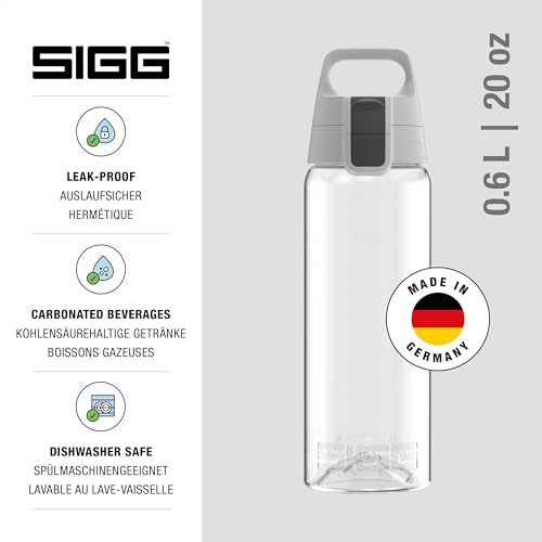 Sigg Tritan Water Bottle Total Color ONE Transparent Suitable For Carbonated Drinks Dishwasher Safe Leakproof Featherweight BPA Free 20 Oz - Image 3