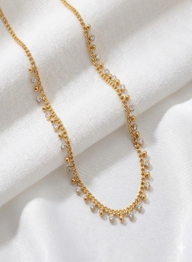 Peora Cubic Zirconia Studded Gold Plated Fancy Necklace Jewellery for Women & Girls - Image 3