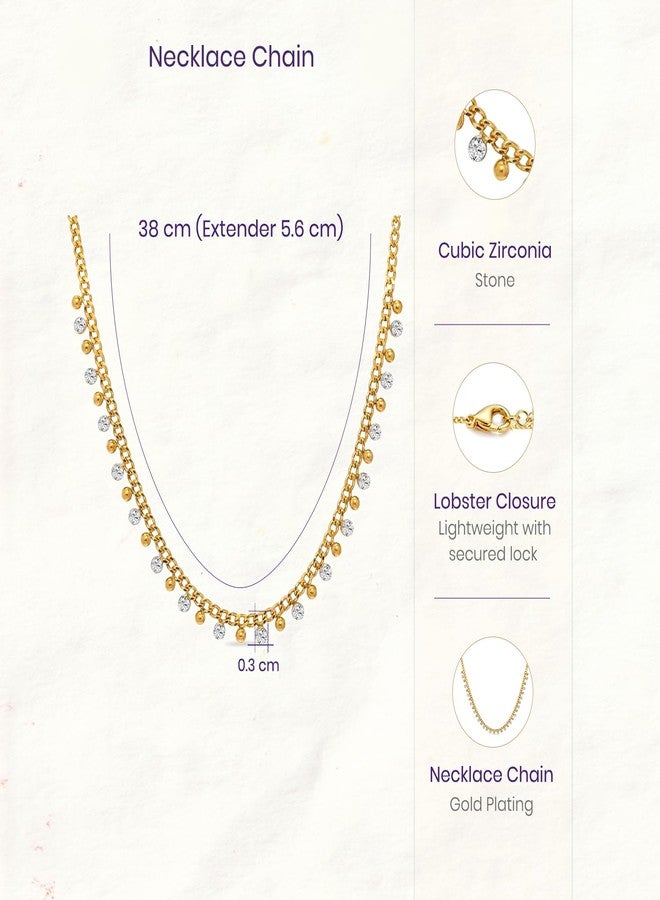 Peora Cubic Zirconia Studded Gold Plated Fancy Necklace Jewellery for Women & Girls - Image 4
