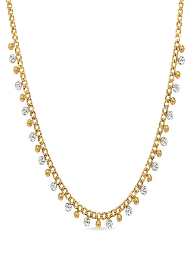 Peora Cubic Zirconia Studded Gold Plated Fancy Necklace Jewellery for Women & Girls - Image 1