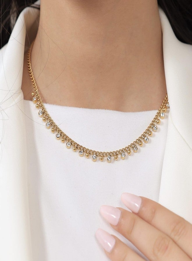 Peora Cubic Zirconia Studded Gold Plated Fancy Necklace Jewellery for Women & Girls - Image 2
