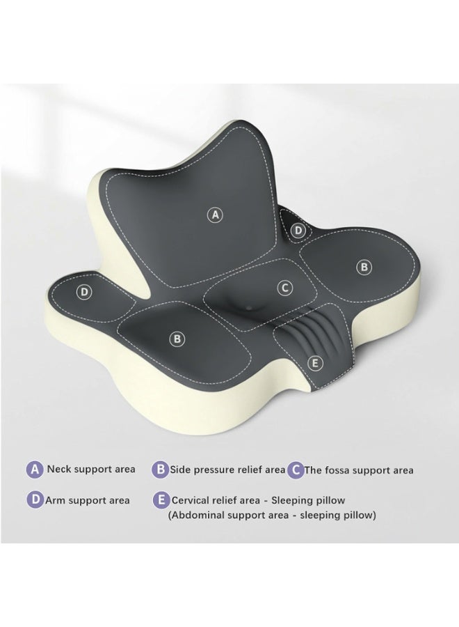 والالا وسادة رقبة للنوم والانحناء والاستلقاء، وسادة إسفنجية محيطية للظهر والبطن، وسادة عنق مريحة لتخفيف آلام الرقبة والكتف - Image 2