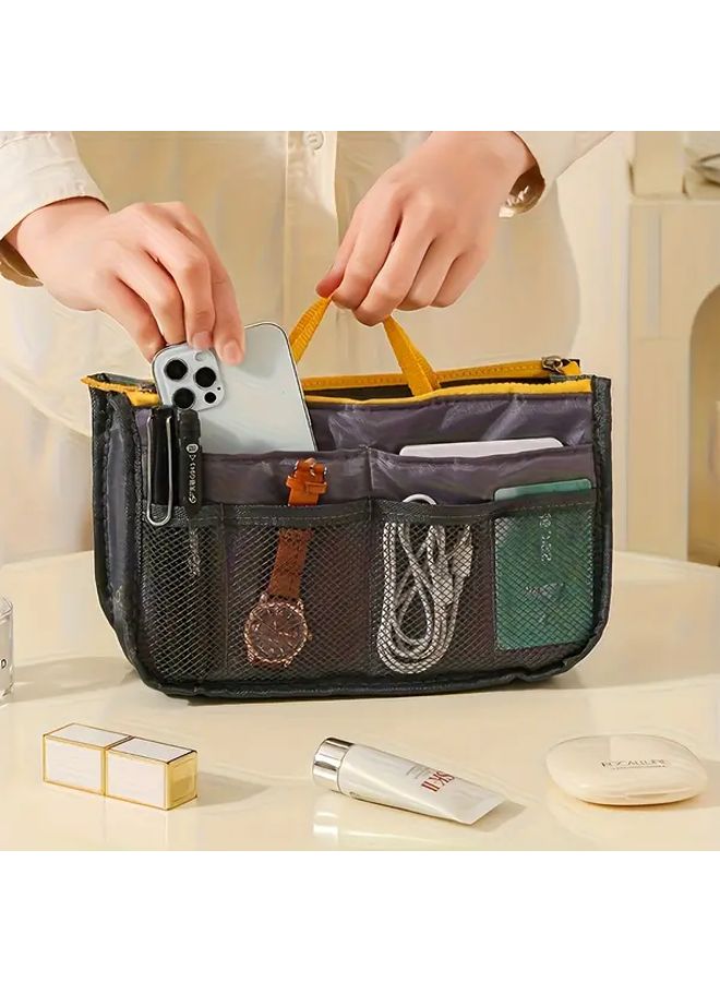 Pink Multipocket Travel Toiletry Bag Durable Polyester With Zipper Closure - Image 1