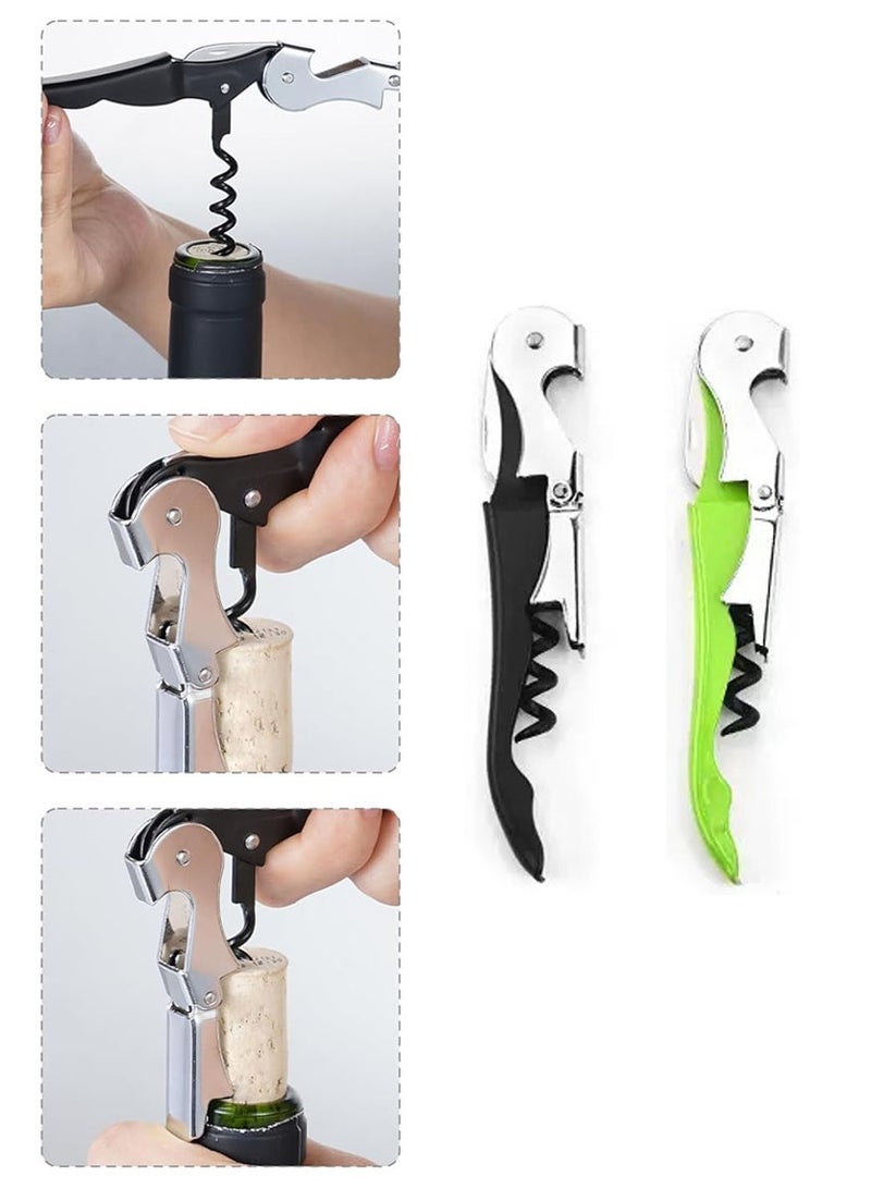 rocooart 2 Piece Corkscrew Wine Opener, Multifunction Stainless Steel Fold Bottle Opener with Foil Cutter for Bars Restaurants Family Company Party - Image 1