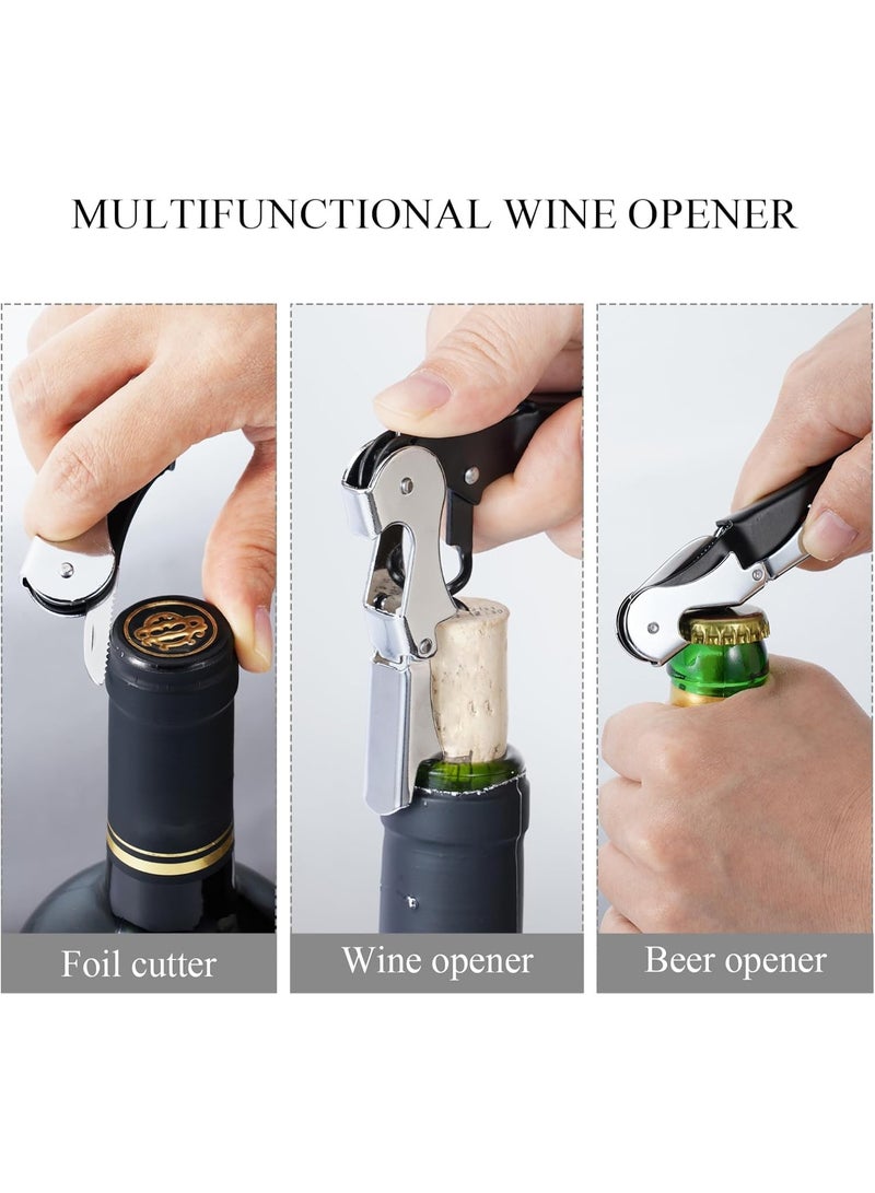 rocooart 2 Piece Corkscrew Wine Opener, Multifunction Stainless Steel Fold Bottle Opener with Foil Cutter for Bars Restaurants Family Company Party - Image 5