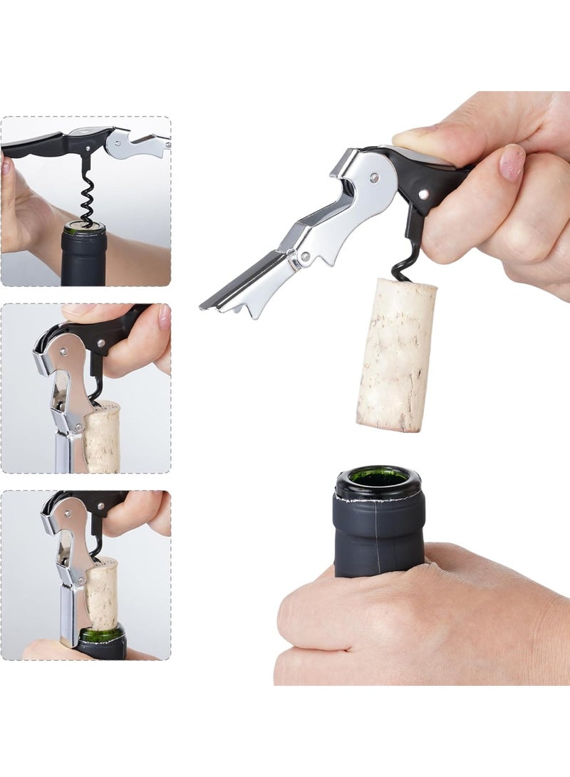 rocooart 2 Piece Corkscrew Wine Opener, Multifunction Stainless Steel Fold Bottle Opener with Foil Cutter for Bars Restaurants Family Company Party - Image 4