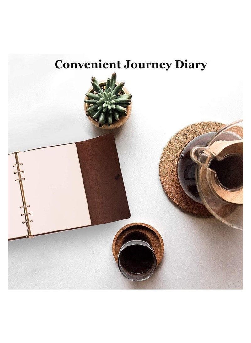 SYOSI Leather Notebook, Vintage Retro Pu Leather Cover Notebook, Writing Journal Diary Vintage Leaf Pattern Spiral Blank String Daily Notepad Unlined Paper Retro Pendants Classic Embossed Loose Leaf - Image 4