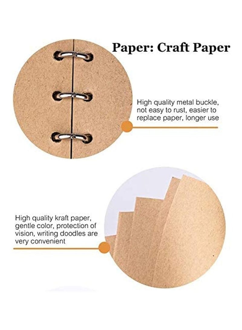 SYOSI Leather Notebook, Vintage Retro Pu Leather Cover Notebook, Writing Journal Diary Vintage Leaf Pattern Spiral Blank String Daily Notepad Unlined Paper Retro Pendants Classic Embossed Loose Leaf - Image 2