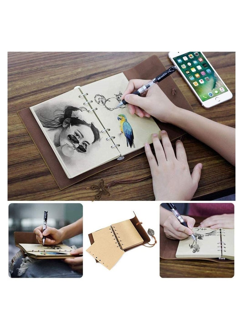 SYOSI Leather Notebook, Vintage Retro Pu Leather Cover Notebook, Writing Journal Diary Vintage Leaf Pattern Spiral Blank String Daily Notepad Unlined Paper Retro Pendants Classic Embossed Loose Leaf - Image 3