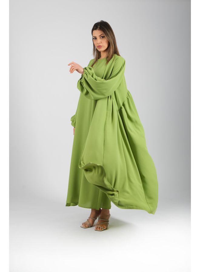 لندونيلا فستان نسائي طويل بتصميم واسع مع أكمام طويلة - أخضر فاتح - 100267 - Image 4