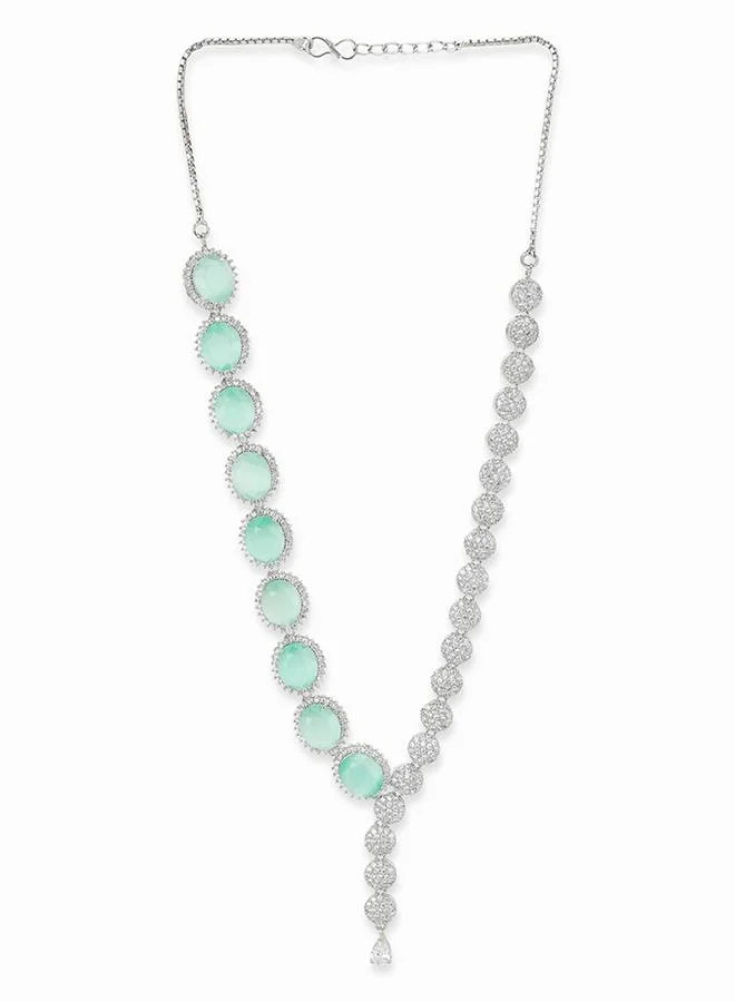 VOYLLA Sparkling Elegance Cluster Setting Zircons Jewellery Set