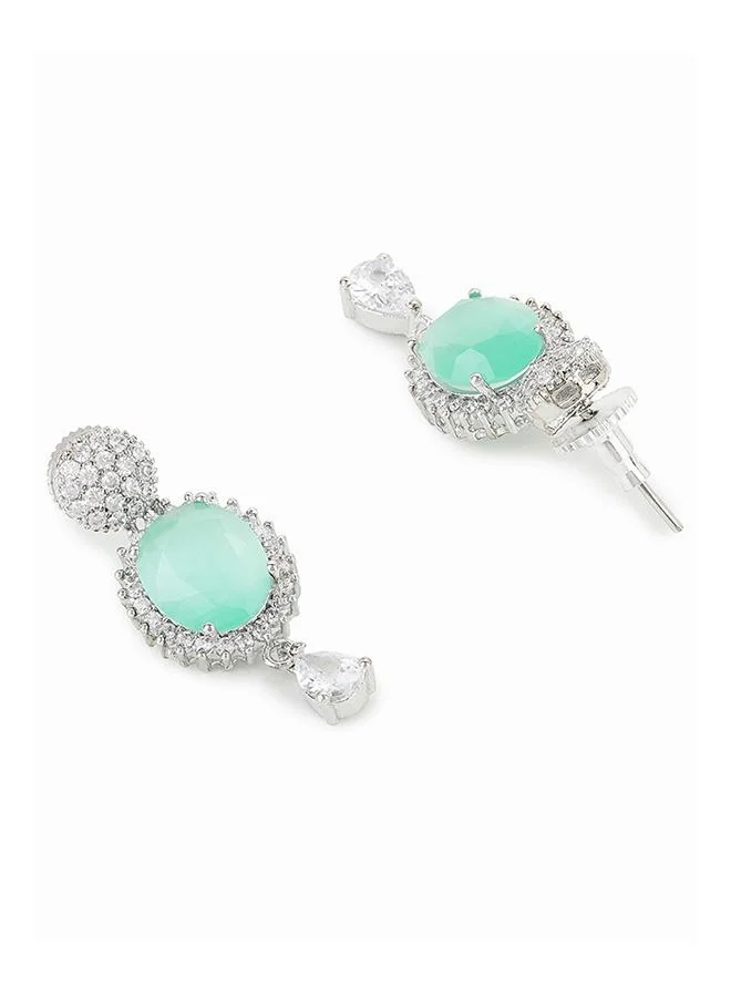 VOYLLA Sparkling Elegance Cluster Setting Zircons Jewellery Set