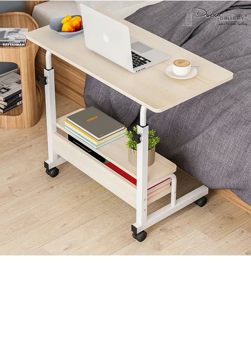 DubaiGallery Hospital Table Over Bed with Storage, Height Width Adjustable Laptop Cart Mobile Computer Desk Sofa Table Stand Tray for Home - Image 1