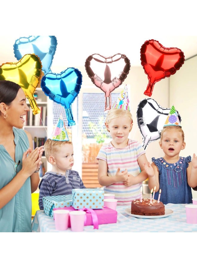 50 Piece Heart Shaped Foil Balloons 10 inch, Multicolored Balloons Colorful Aluminum Foil Mylar Holiday Balloons Decoration for Party Supplies, Birthday, Wedding, Baby Shower, Anniversaries (45 Hearts, 5 Star) - Image 3