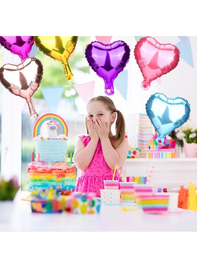 50 Piece Heart Shaped Foil Balloons 10 inch, Multicolored Balloons Colorful Aluminum Foil Mylar Holiday Balloons Decoration for Party Supplies, Birthday, Wedding, Baby Shower, Anniversaries (45 Hearts, 5 Star) - Image 4