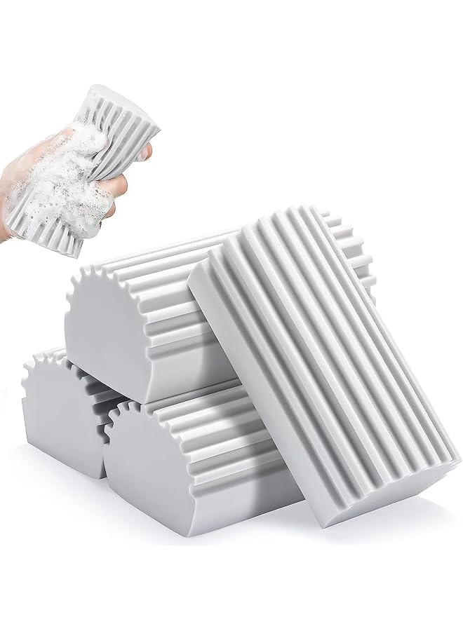 promass Damp Clean Duster, 4 Pack Magic Sponge Eraser for Household Cleaning, Reusable Dusters Cleaning Supplies for Housekeeping, Dish, Blinds, Glass, Baseboards, Vents, Window Track Grooves and Faucets