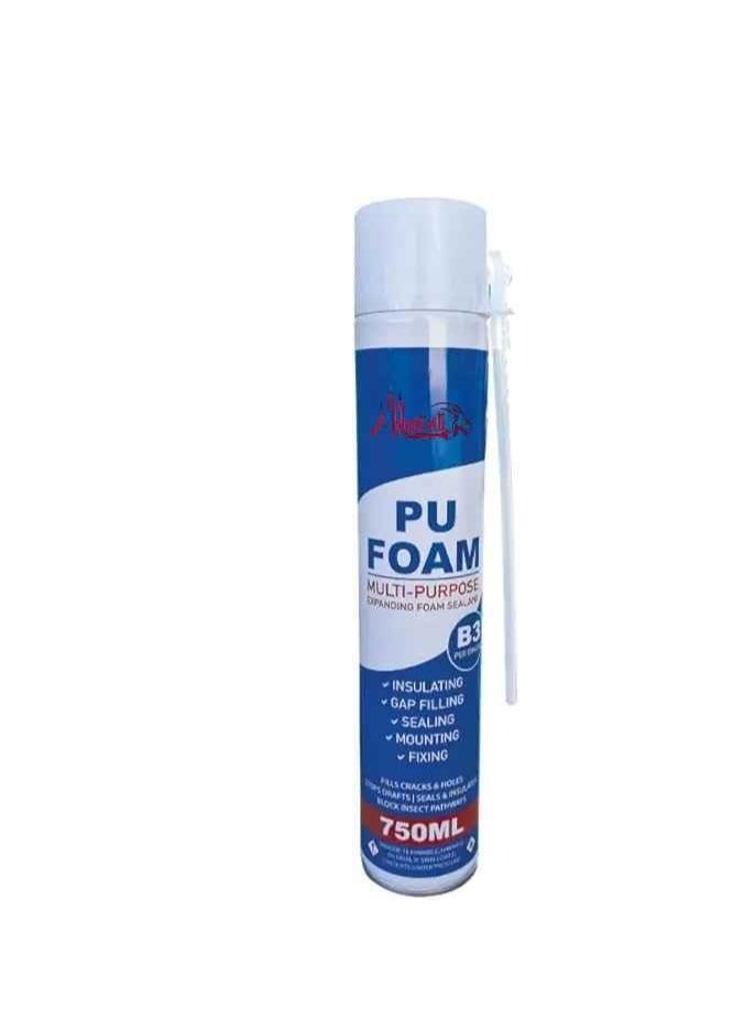 ABBASALI 750ml PU Foam Spray – Expanding Polyurethane Insulation Foam for Sealing, Filling, and Bonding. Ideal for Gaps, Cracks, and Joints. Easy Application with Precise Nozzle. Fast Curing (12) - Image 1
