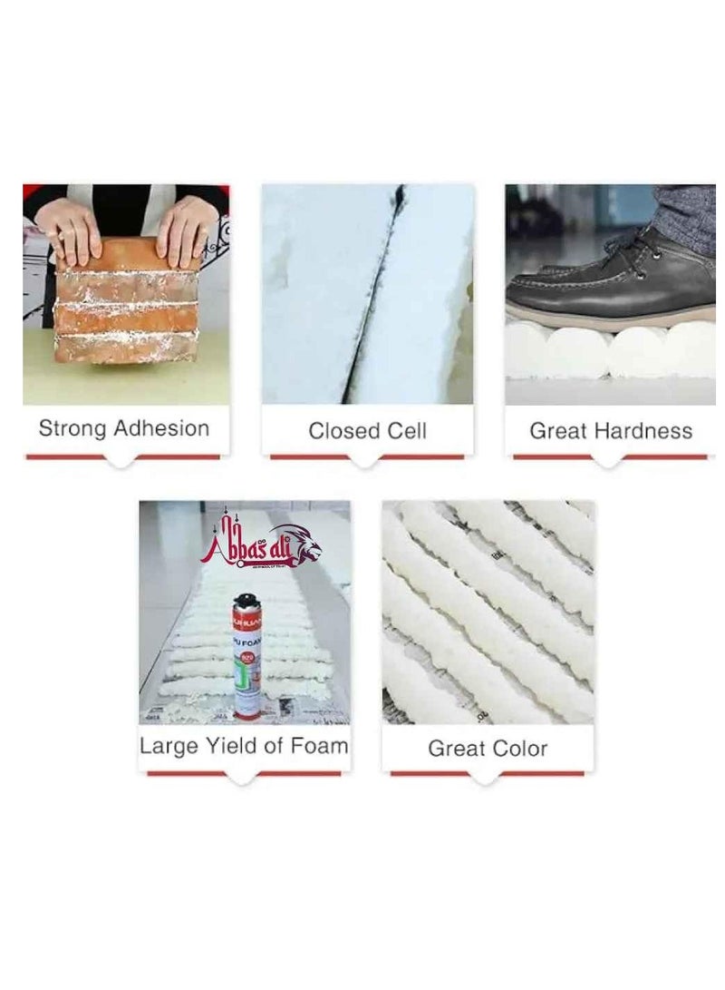 ABBASALI 750ml PU Foam Spray – Expanding Polyurethane Insulation Foam for Sealing, Filling, and Bonding. Ideal for Gaps, Cracks, and Joints. Easy Application with Precise Nozzle. Fast Curing (12) - Image 2