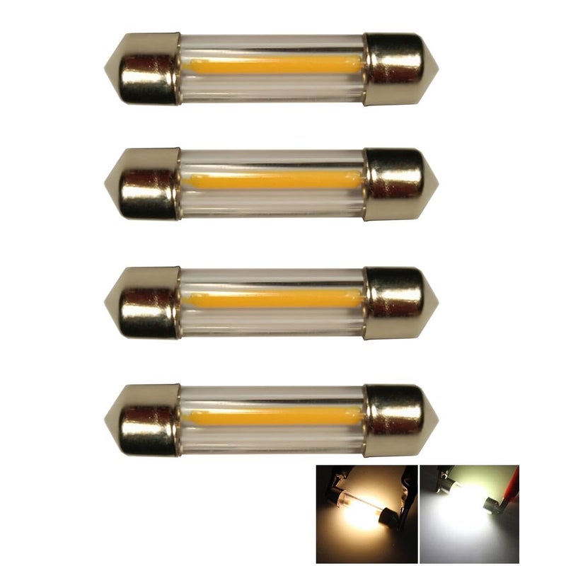 Weixuan 4 PCS LED Car Festoon Dome Interior Light 31MM 36MM 39MM 41MM COB Filament Reading Map Door BulbsRefrigerator Light Bulbs RV Fridge Light Bulbs Warm White 39MM