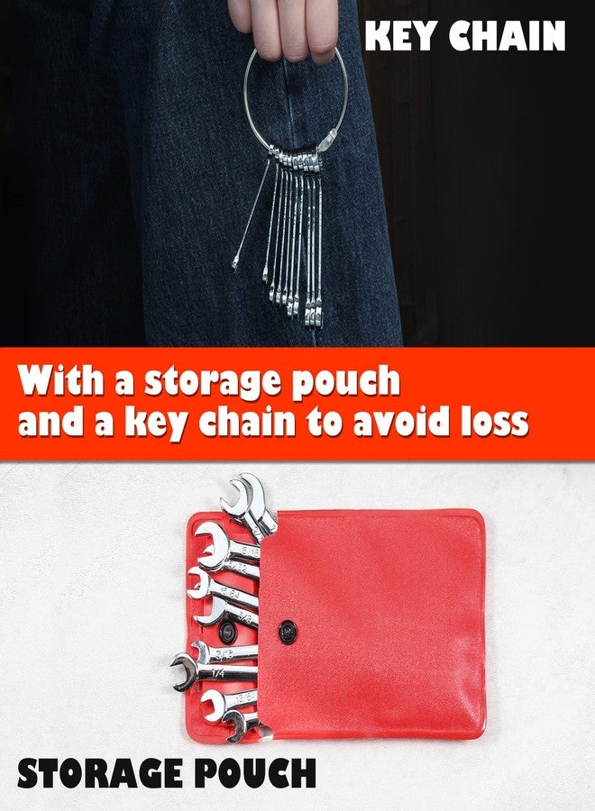 مجموعة مفاتيح ربط صغيرة من LEONTOOL SAE، مكونة من 10 قطع، مقاس 5/32 بوصة إلى 7/16 بوصة، مفتاح ربط إشعال قياسي، مفتاح ربط صغير مفتوح الطرف ومفتاح ربط صندوقي الطرف مع حلقة مفاتيح لفنيي السيارات والمستخدمين الصناعيين - Image 4