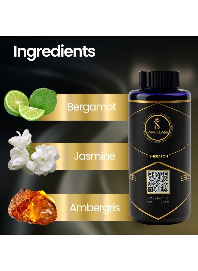 SCENTA FLORA Sheraton Fragrance Oil for Scent Diffusers 200ml | Fresh Citrusy Fragrance with Bergamot, Jasmine & Amber Musk | Aromatherapy for Home, Hotels & Commercial Spaces | Relaxing & Calming Scent - Image 4