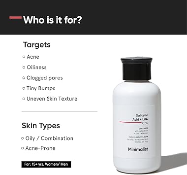 MINIMALIST غسول وجه مينيملستيك 2 حمض الساليسيليك للبشرة الدهنية خالي من الكبريتات منظف وجه مضاد لحب الشباب مع LHA والزنك لحب الشباب أو البثور للرجال والنساء 100 مل عبوة 1 - Image 2