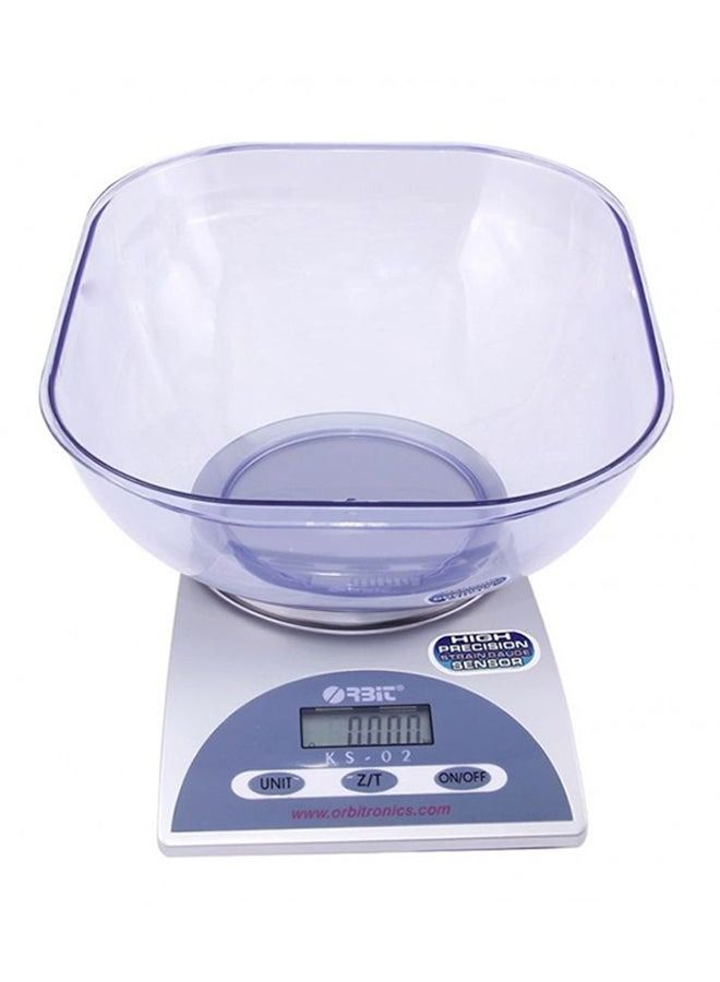 ORBIT Silver/Black/Clear Electronic Kitchen Scale Equipped with an easy to read display for added convenience