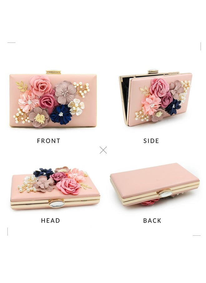 Milisente - Evening Bag For Women Flower Wedding Evening Clutch Purse Bride Floral Clutch Bag (Light Pink) - Image 1