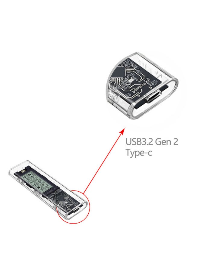 Generic - M.2NVME/NGFF Dual Protocol Solid State Hard Disk Box Intelligent Digital Display Health Detection Typc3.2 Hard Disk Box-Color:SL-TP19-P Screen Display Full Metal NVME Protocol Hard Disk Box With A- C C- C Dual 10G Data Cable - Image 1