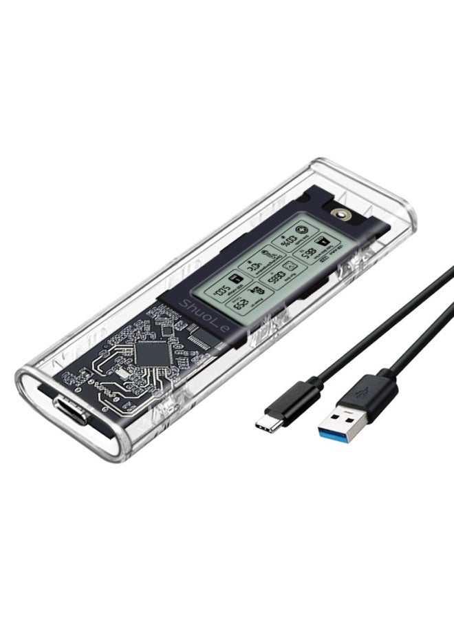 Generic - M.2NVME/NGFF Dual Protocol Solid State Hard Disk Box Intelligent Digital Display Health Detection Typc3.2 Hard Disk Box-Color:SL-TP19-P Screen Display Full Metal NVME Protocol Hard Disk Box With A- C C- C Dual 10G Data Cable - Image 1