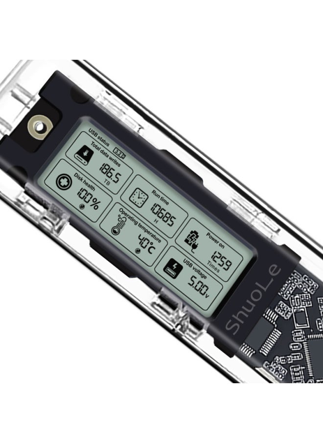 Generic - M.2NVME/NGFF Dual Protocol Solid State Hard Disk Box Intelligent Digital Display Health Detection Typc3.2 Hard Disk Box-Color:SL-TP19-P Screen Display Full Metal NVME Protocol Hard Disk Box With A- C C- C Dual 10G Data Cable - Image 1