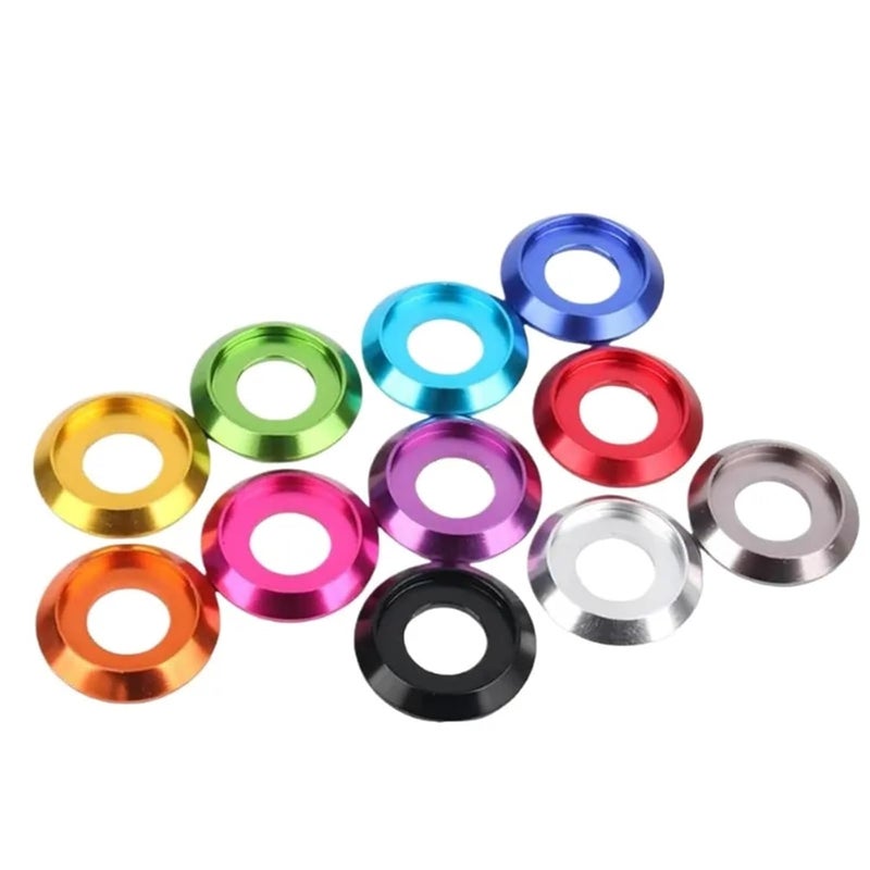 Countersunk Washer 20pcs Colourful Aluminum Cup Head Washer for Button Screw Bolt(Silver,M8) - Image 1
