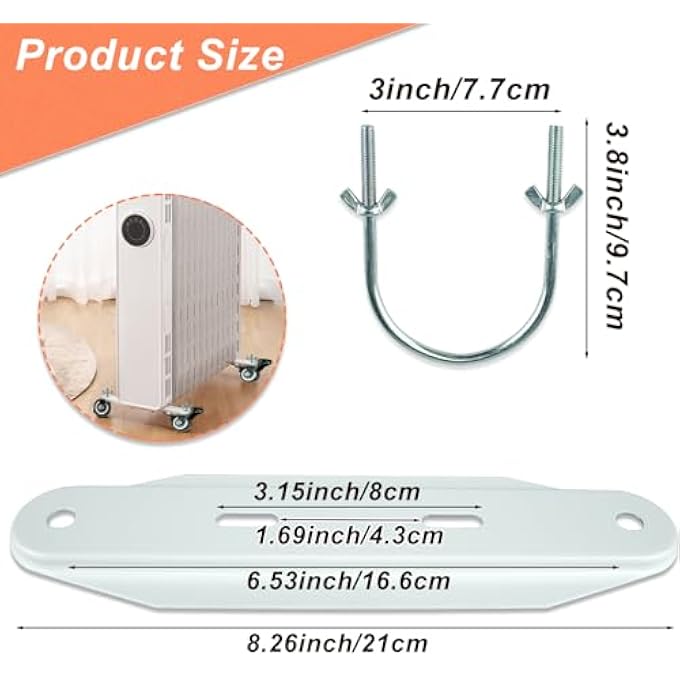 MOBILE PULLEY HOLDER FOR OIL FILLED RADIATOR 360 SWIVEL ELECTRIC HEATER FRAME BASE WITH WHEELS AND BRAKE EASY TO INSTALL - Image 3