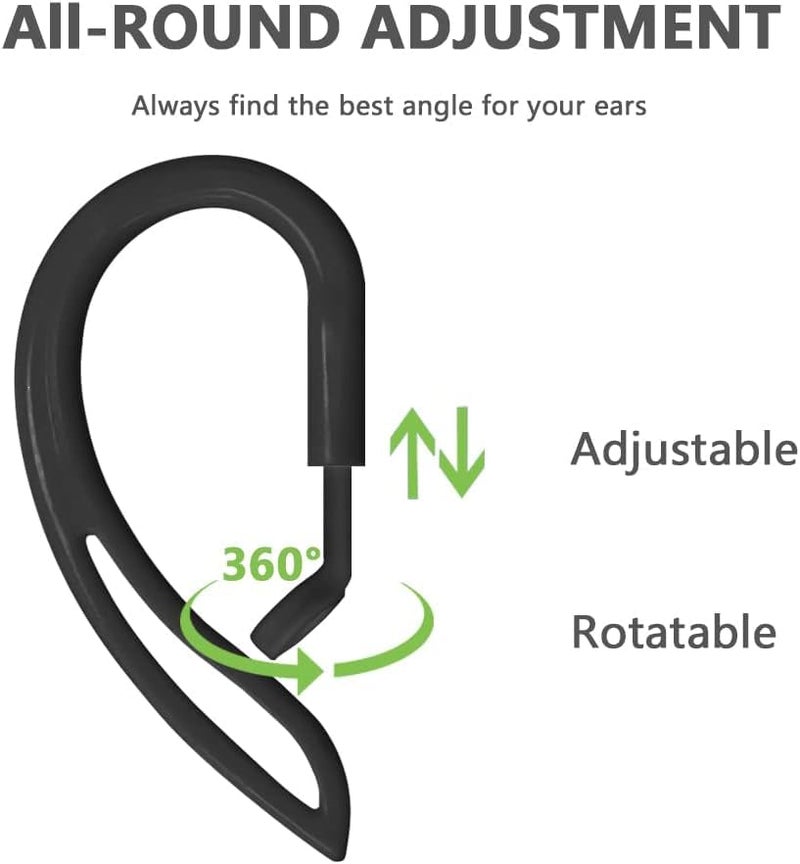 OJOS Ear Hooks Compatible with AirPods 4 2024 and AirPods Pro 2, AirPods 3, AirPods 2 [Multi-Dimensional Adjustable] Accessories for Apple AirPods 4 3 2 1 Gen (Black) - Image 3