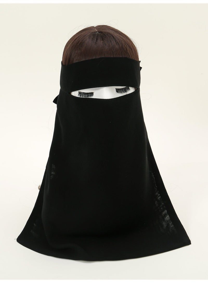 Saudi Niqab Elastic Veils, Women Black Mask No Slip Full Cover, LightWeight Veils With Tie, Washable, Perfect for Everyday and Occasion Use - Image 5