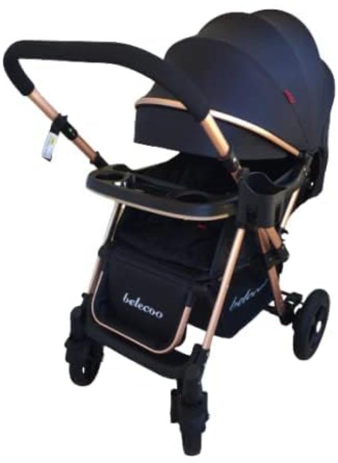 belecoo Belecoo Baby stroller with flip handle (Black) -- Tan  - Image 2