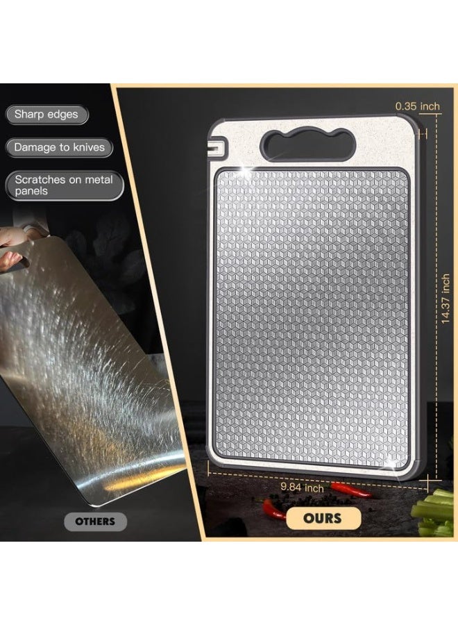 Double Sided Stainless Steel Cutting Board, Scratch Resistant Mesh Chopping Board with Juice Groove, Non Slip Silicone Edge, Dishwasher Safe Kitchen Cutting Board - Image 1