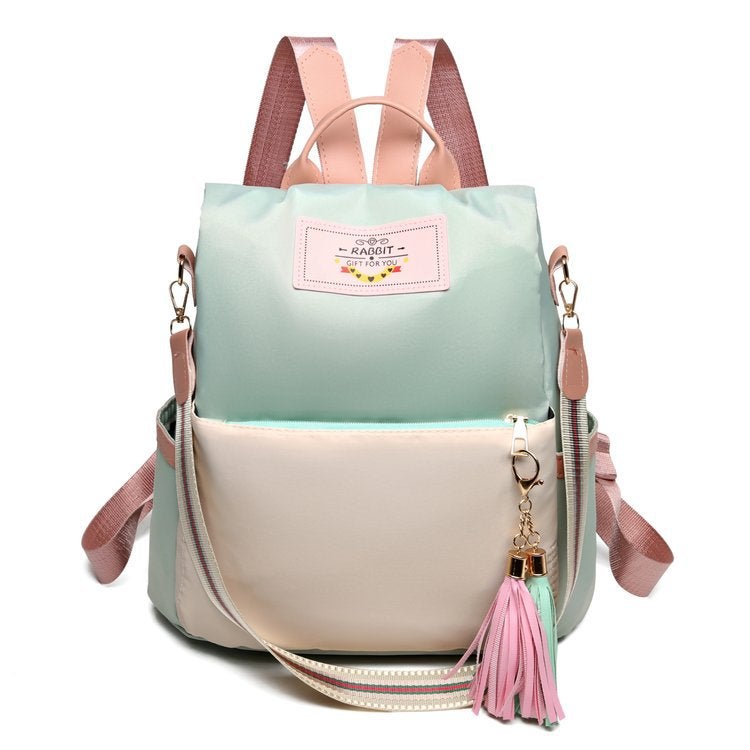 Oxford Cloth Bag Womens 2023 New Trendy Fashionable All-match Anti-theft Backpack Korean Style Student Schoolbag Travel Backpack Green 