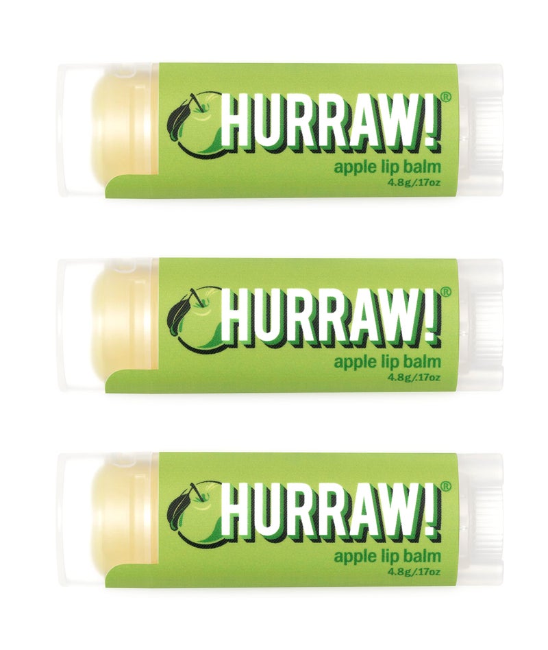 Hurraw Apple Lip Balm 3 Pack Organic Certified Vegan Cruelty and Gluten Free NonGMO 100 Natural Ingredients Bee Shea Soy and Palm Free Made in USA