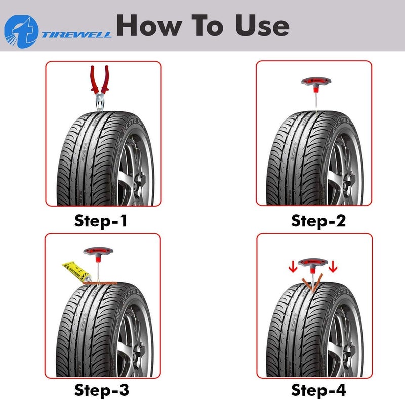 طقم إصلاح ثقوب الإطارات اللاسلكية العالمي TW-5002 6 في 1 مع صندوق تخزين، صندوق أدوات رقعة الإطارات المسطحة للطوارئ للسيارة والدراجة وسيارات الدفع الرباعي والدراجة النارية - Image 3