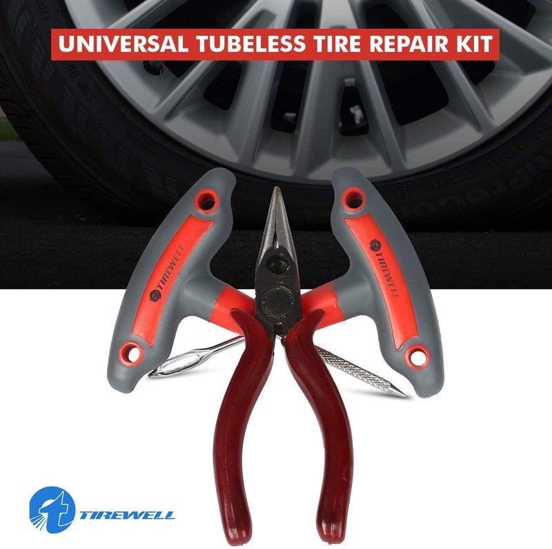 طقم إصلاح ثقوب الإطارات اللاسلكية العالمي TW-5002 6 في 1 مع صندوق تخزين، صندوق أدوات رقعة الإطارات المسطحة للطوارئ للسيارة والدراجة وسيارات الدفع الرباعي والدراجة النارية - Image 4