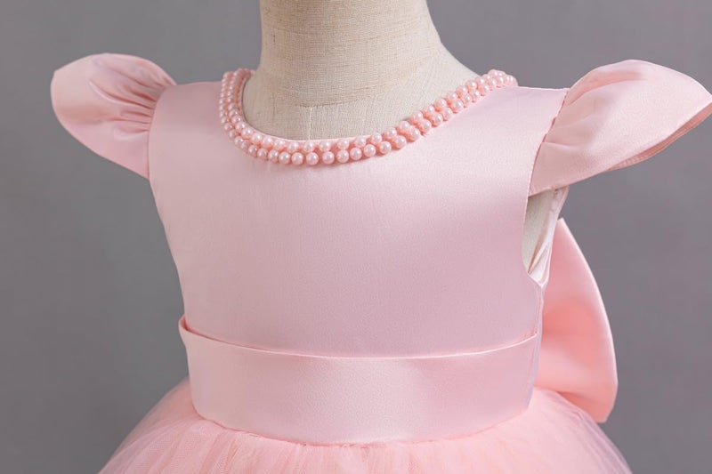 Kidinix Baby Flower Girl Dress Pageant Party Wedding Pearl Lace Tutu Gown Toddler Formal Dresses - Image 4