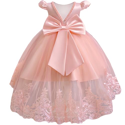 Kidinix Baby Flower Girl Dress Pageant Party Wedding Pearl Lace Tutu Gown Toddler Formal Dresses - Image 1