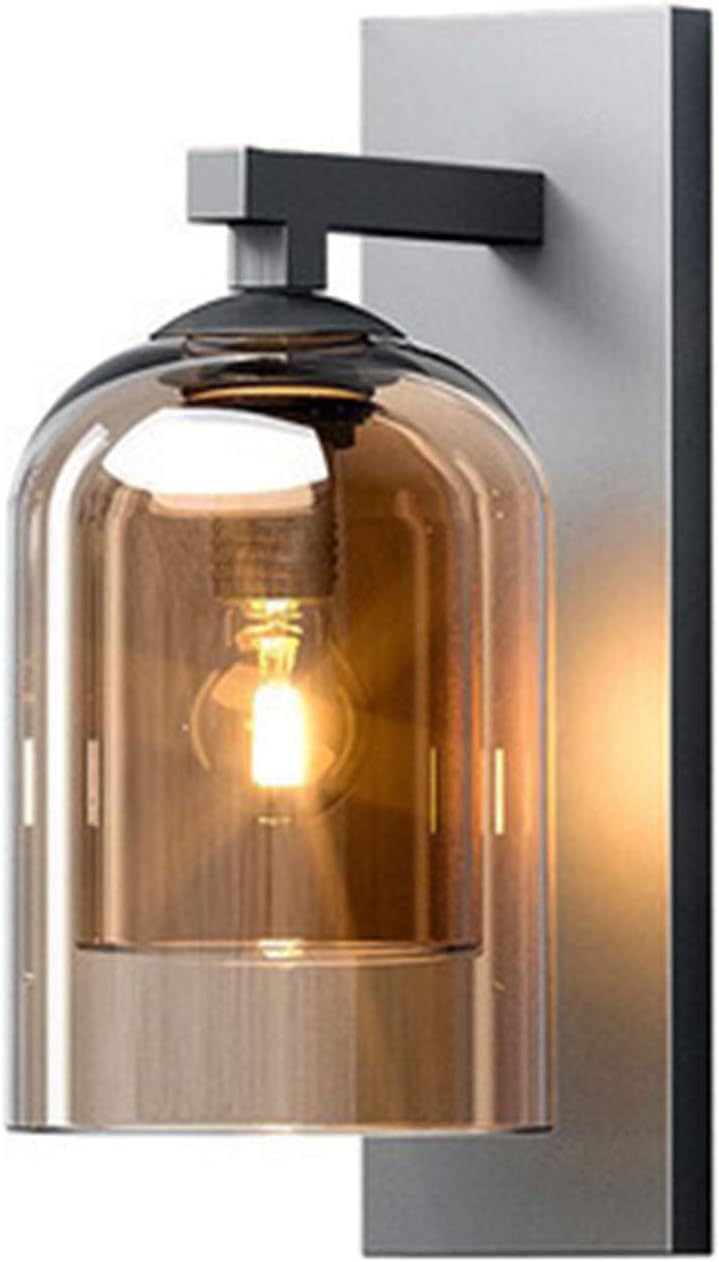 Harold Electricals Modern Indoor Glass Wall Sconces | Champagne Wall Light for Living Room, Hall, Dining Area, Bedroom, Corridor, Restaurant, Home Décor - Amber Lampshade (Bulb Included) - Image 1