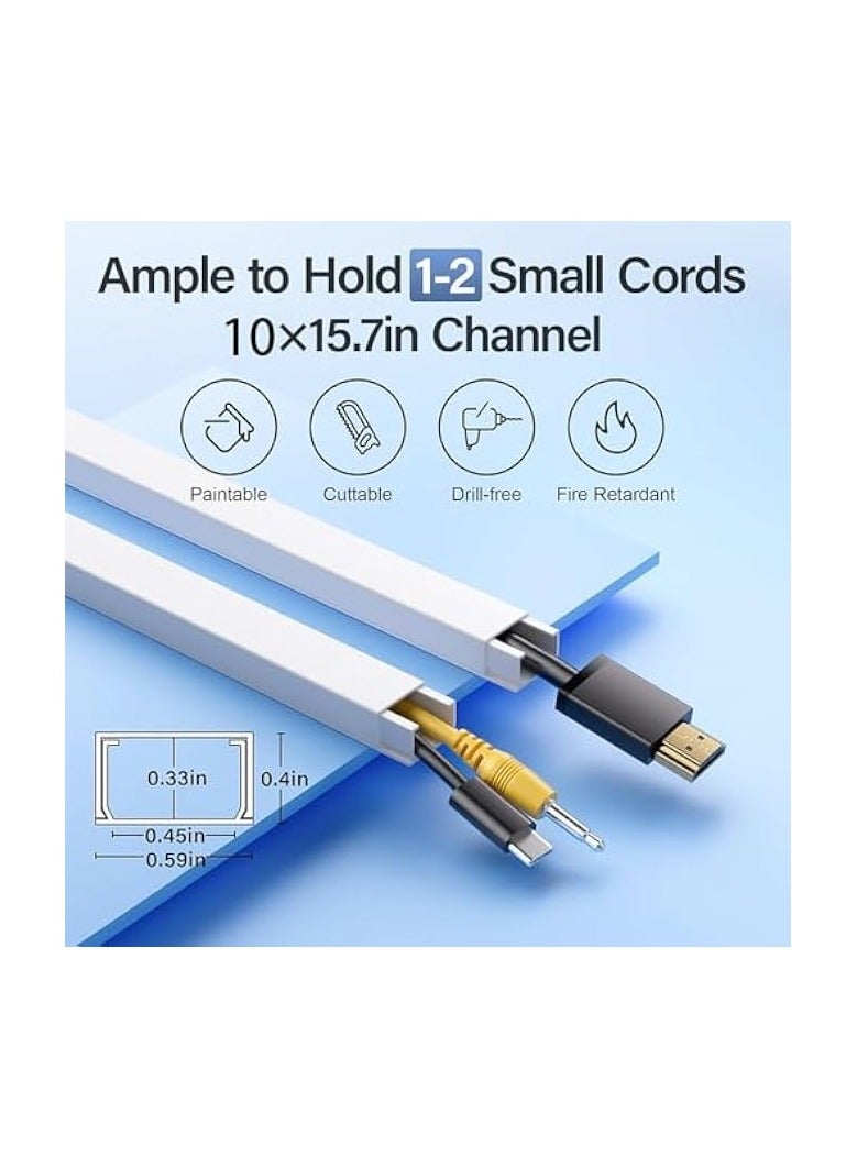 erorex Wall, One-Cord Cable Raceway, PVC Cable Concealer Hider, Wire Hiders for TV on Wall, Cable Wire Cover for Hiding 1-2 Small Cords, 10x L15.7in W0.59 H0.4  - Image 2